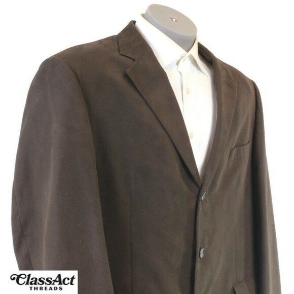 Fumagalli Men's Brown Suede Polyester 3 Button Blazer Jacket 48R - Picture 2 of 7